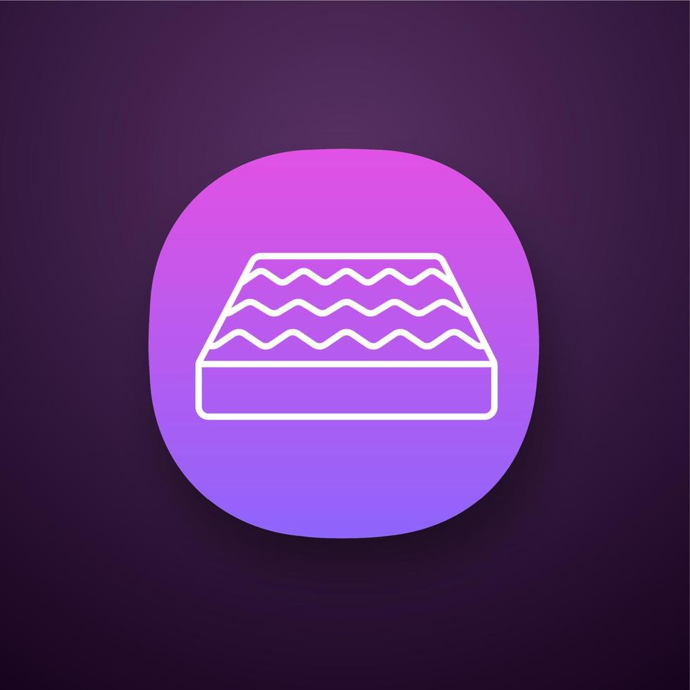 Orthopedic bed mattress app icon. Memory foam, latex, innerspring mattress. Bedding. UI UX user interface. Web or mobile application. Vector isolated illustration