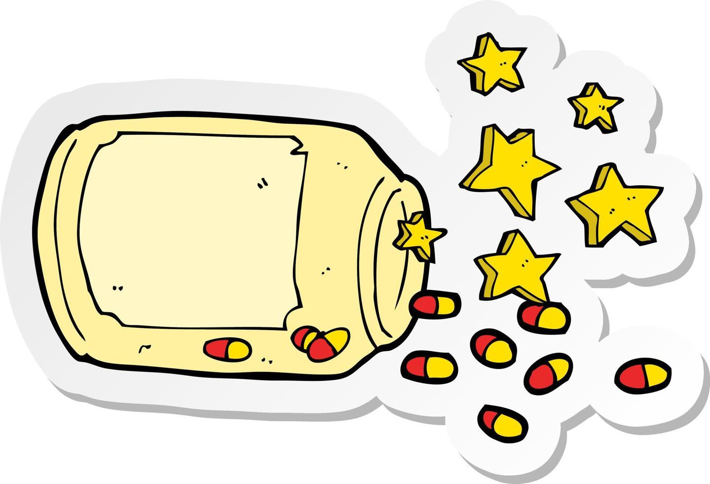 sticker of a cartoon magic pills vector