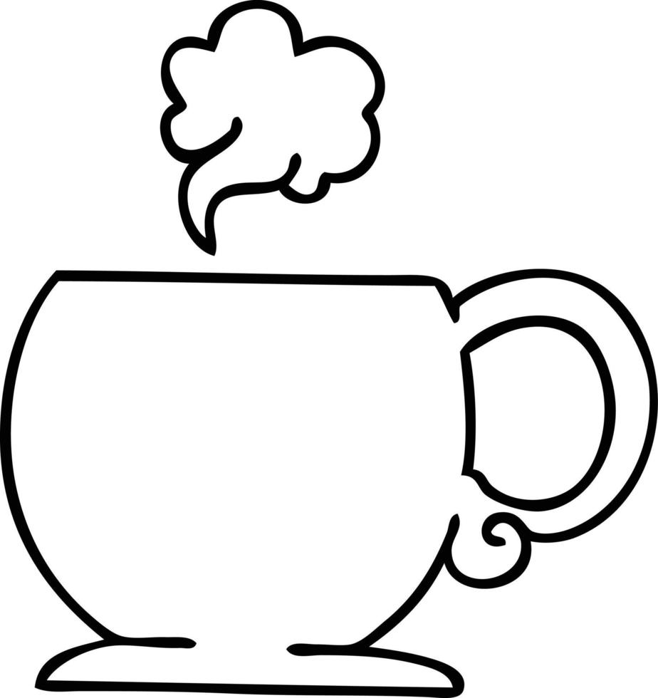 quirky line drawing cartoon hot drink vector