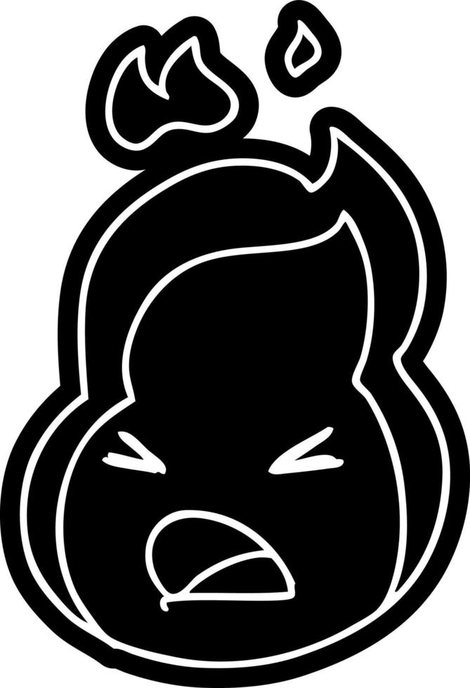 cartoon icon kawaii cute fire flame vector