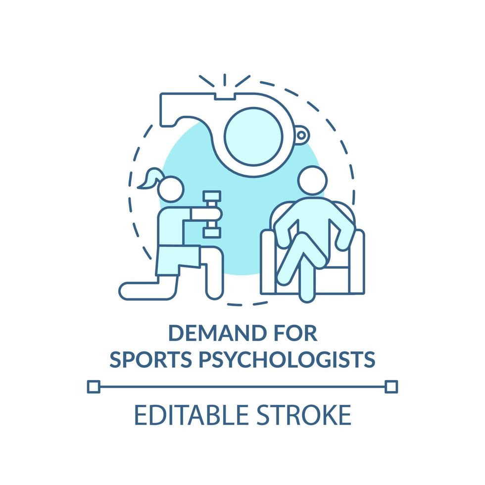 Demand for sports psychologist turquoise concept icon. Trend in psychology abstract idea thin line illustration. Isolated outline drawing. Editable stroke. vector