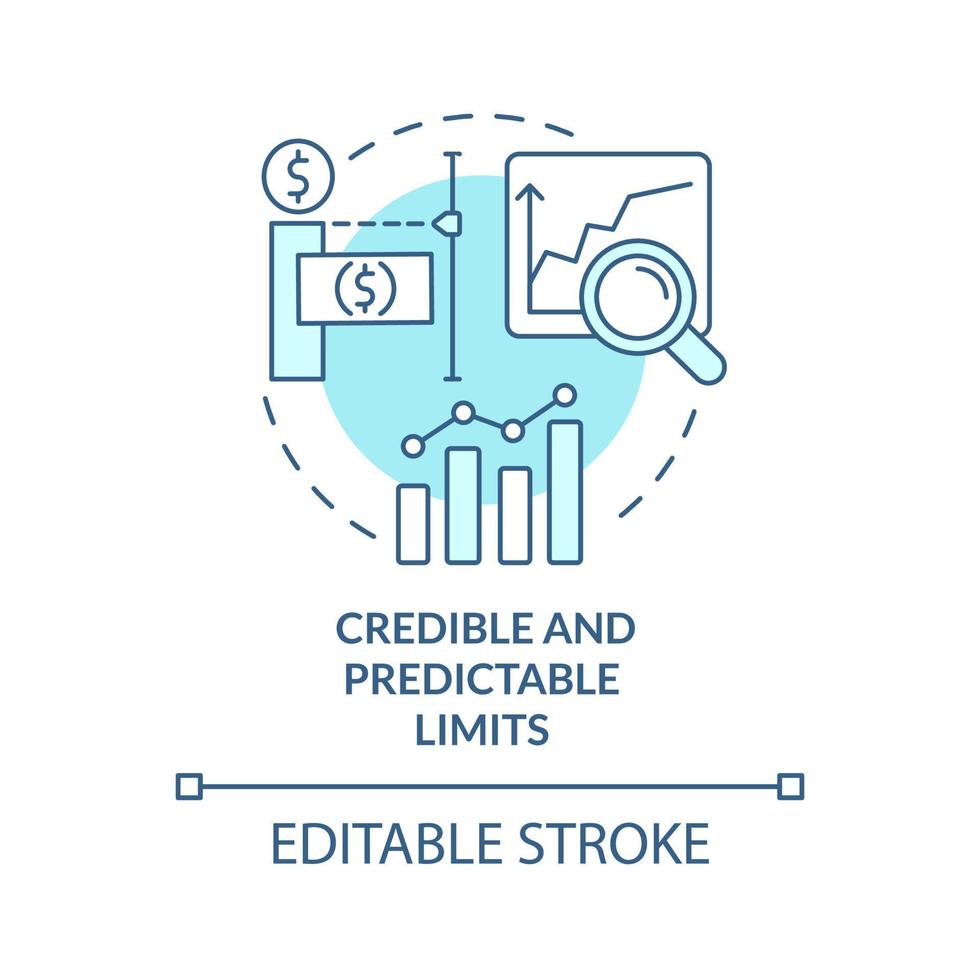 Credible and predictable limits turquoise concept icon. Principle of budget planning abstract idea thin line illustration. Isolated outline drawing. Editable stroke. vector