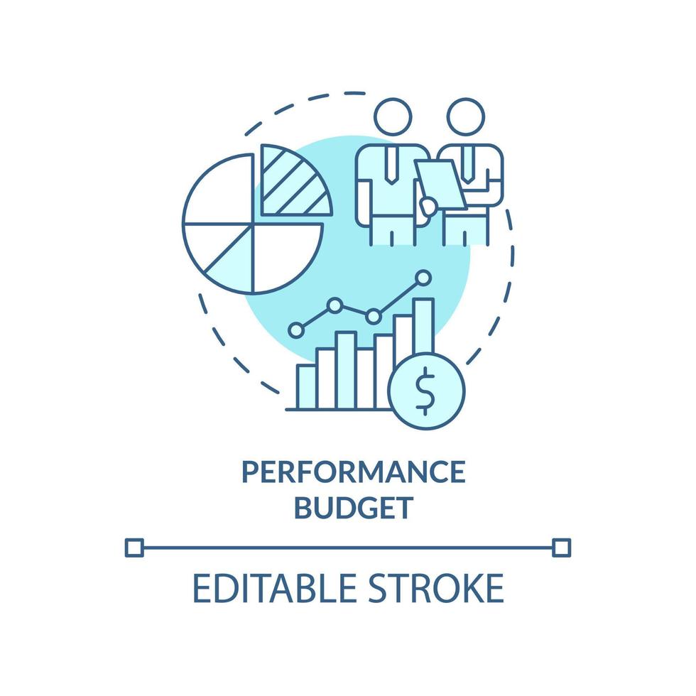 Performance budget turquoise concept icon. Financial program. Budgeting type abstract idea thin line illustration. Isolated outline drawing. Editable stroke. vector