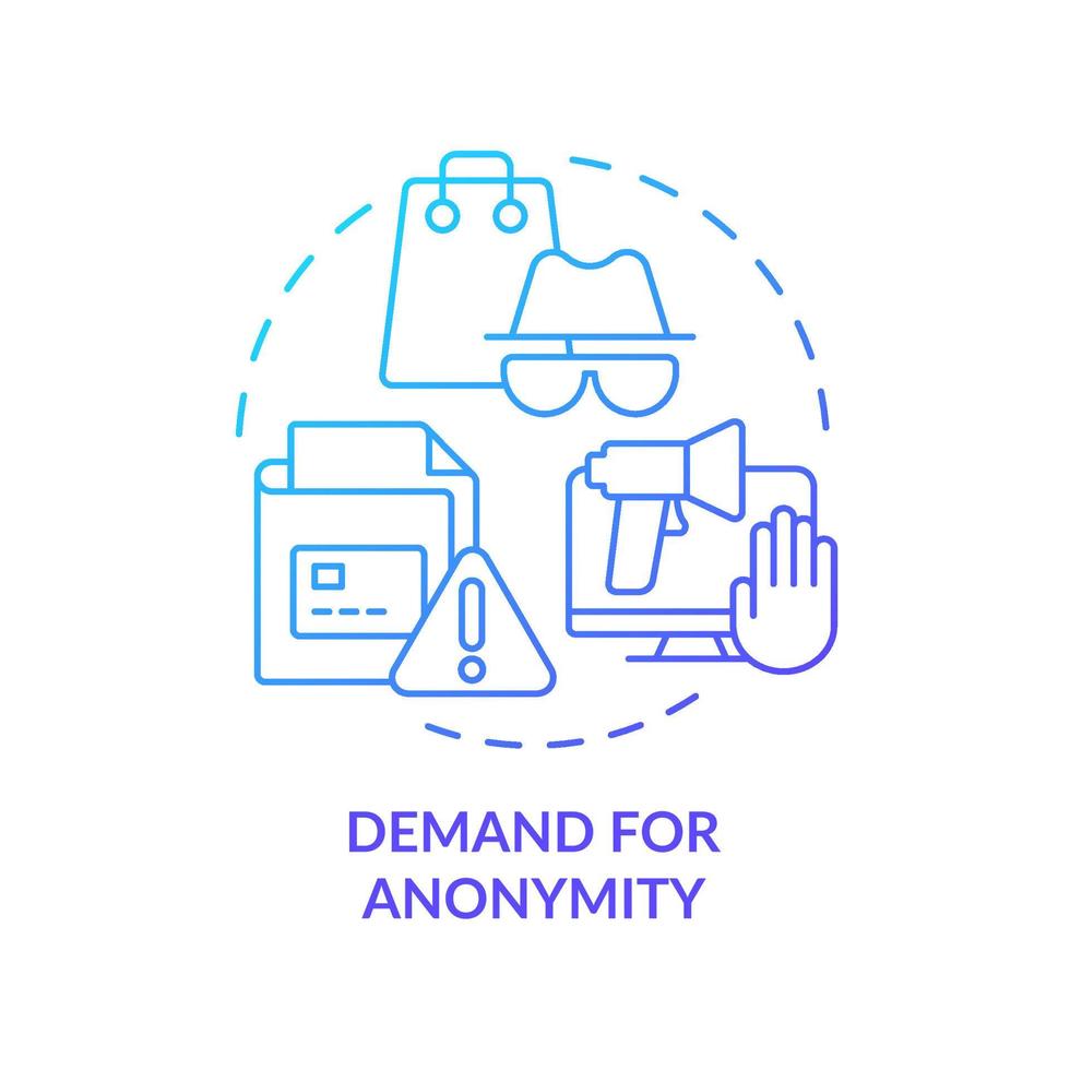 Demand for anonymity blue gradient concept icon. Privacy on internet. Customer behavior trend abstract idea thin line illustration. Isolated outline drawing. vector