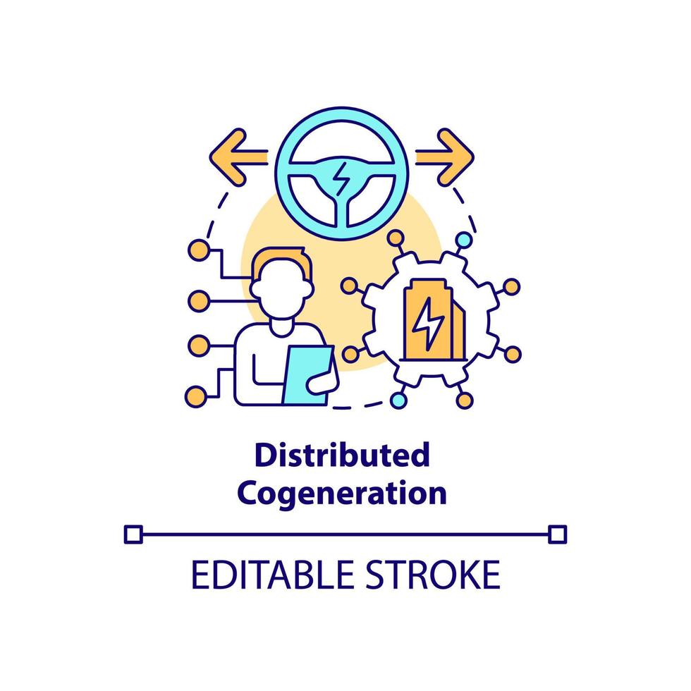 Distributed cogeneration concept icon. Successful energy management abstract idea thin line illustration. Perform analysis. Isolated outline drawing. Editable stroke. vector