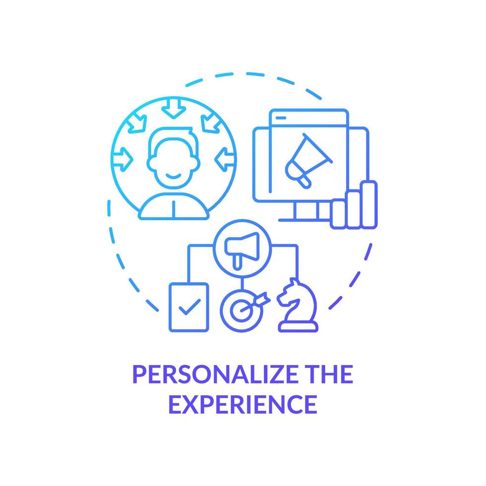 Personalize experience blue gradient concept icon. Target audience. Customer attention span abstract idea thin line illustration. Isolated outline drawing. vector