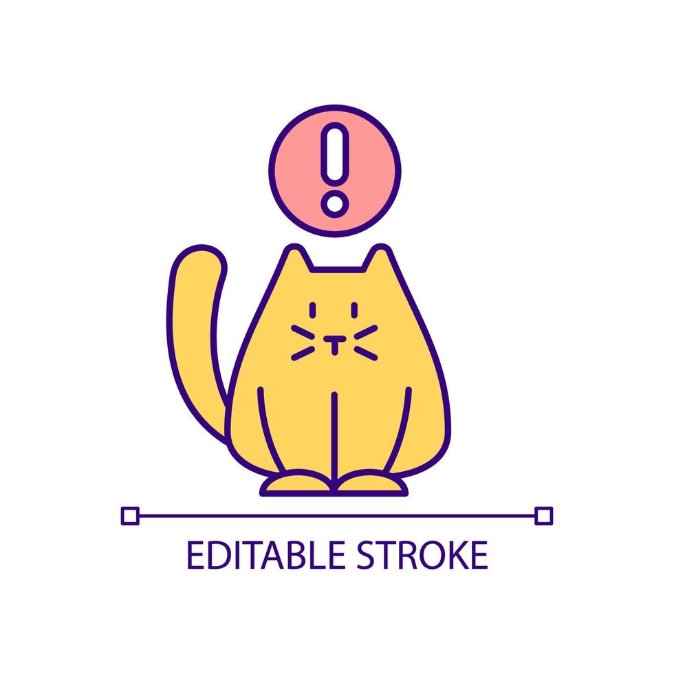 Cat demands attention RGB color icon. Attention seeking behavior. Feline communication method. Isolated vector illustration. Simple filled line drawing. Editable stroke.