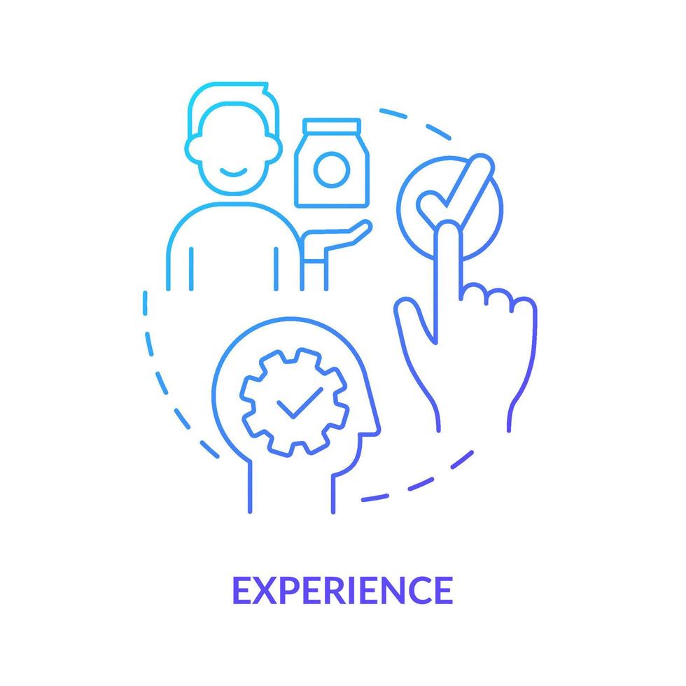 Experience blue gradient concept icon. Service and goods perception. Marketing. Product need abstract idea thin line illustration. Isolated outline drawing. vector