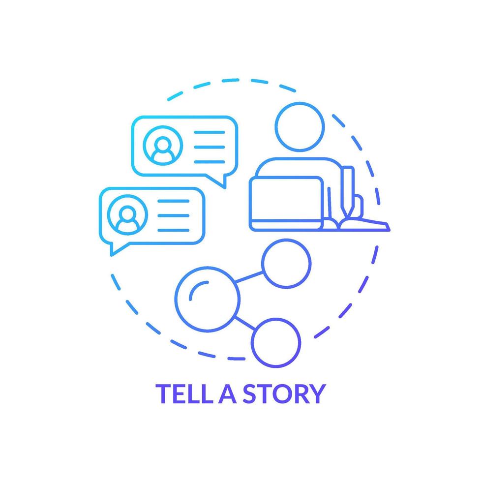 Tell story blue gradient concept icon. Clients engagement. Advertising. Customer attention span abstract idea thin line illustration. Isolated outline drawing. vector