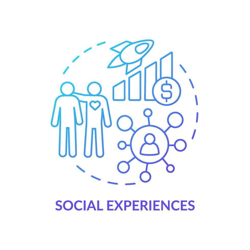 Social experiences blue gradient concept icon. Socialization demand. Customer behavior trend abstract idea thin line illustration. Isolated outline drawing. vector