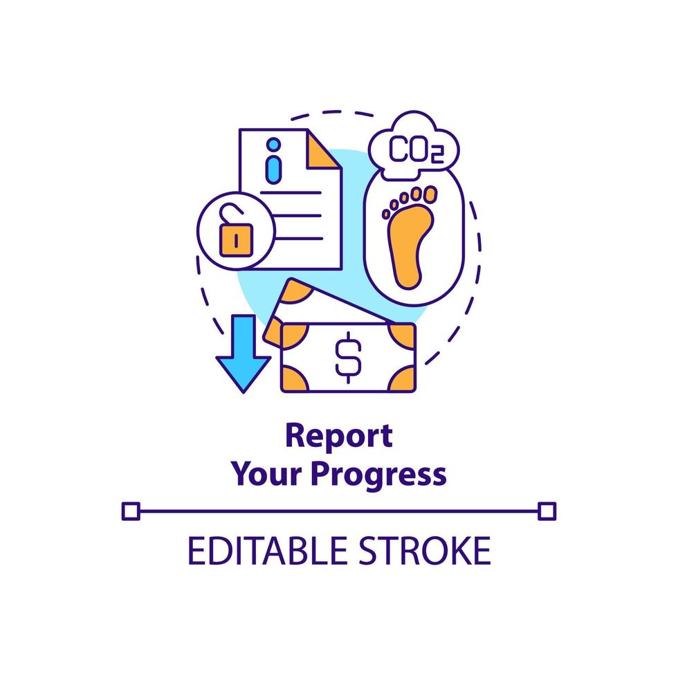 Report your progress concept icon. Way to energy management abstract idea thin line illustration. Business transparency. Isolated outline drawing. Editable stroke. vector