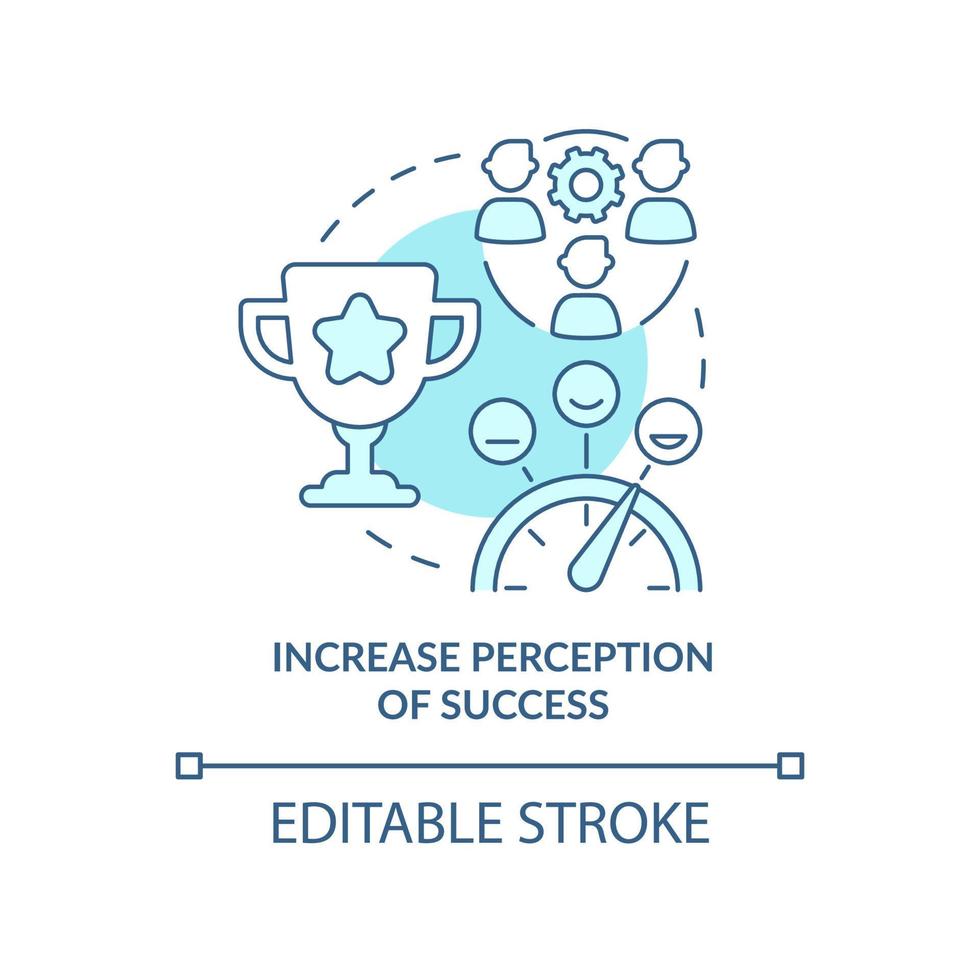 Increase perception of success turquoise concept icon. Stakeholder management abstract idea thin line illustration. Isolated outline drawing. Editable stroke. vector