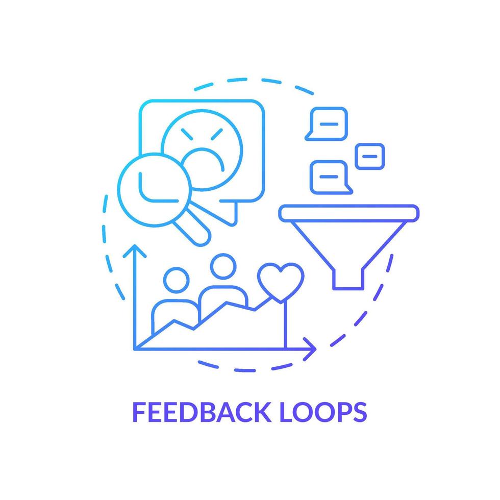 Feedback loops blue gradient concept icon. Complaints and suggestions. Solving for customer needs abstract idea thin line illustration. Isolated outline drawing. vector