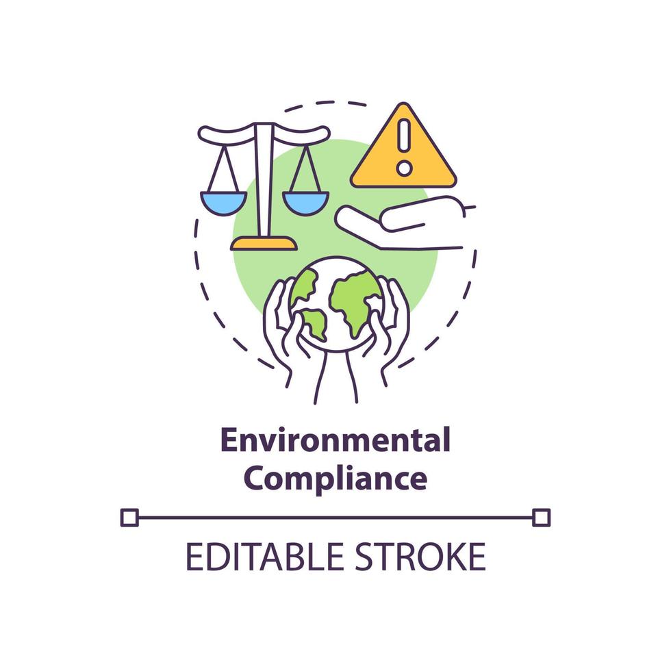 Environmental compliance concept icon. Manage strategic energy abstract idea thin line illustration. Protect environment. Isolated outline drawing. Editable stroke. vector