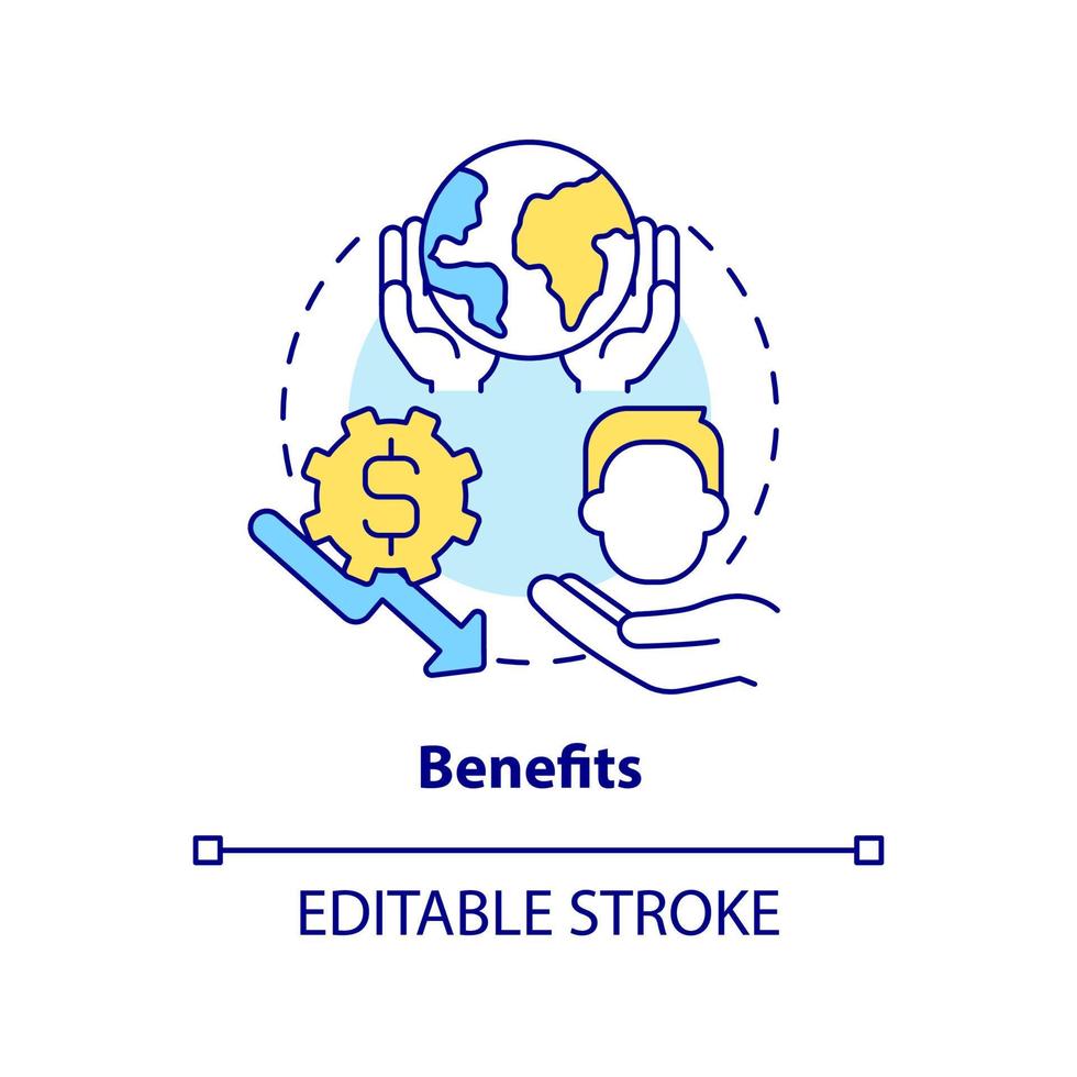 icono del concepto de beneficios. centrarse en la estrategia energética idea abstracta ilustración de línea delgada. mejorar la eficiencia y el medio ambiente. dibujo de contorno aislado. trazo editable. vector