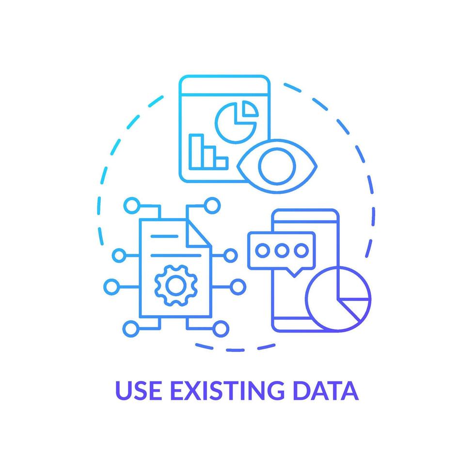 Use existing data blue gradient concept icon. Marketing research. Identifying customer needs abstract idea thin line illustration. Isolated outline drawing. vector