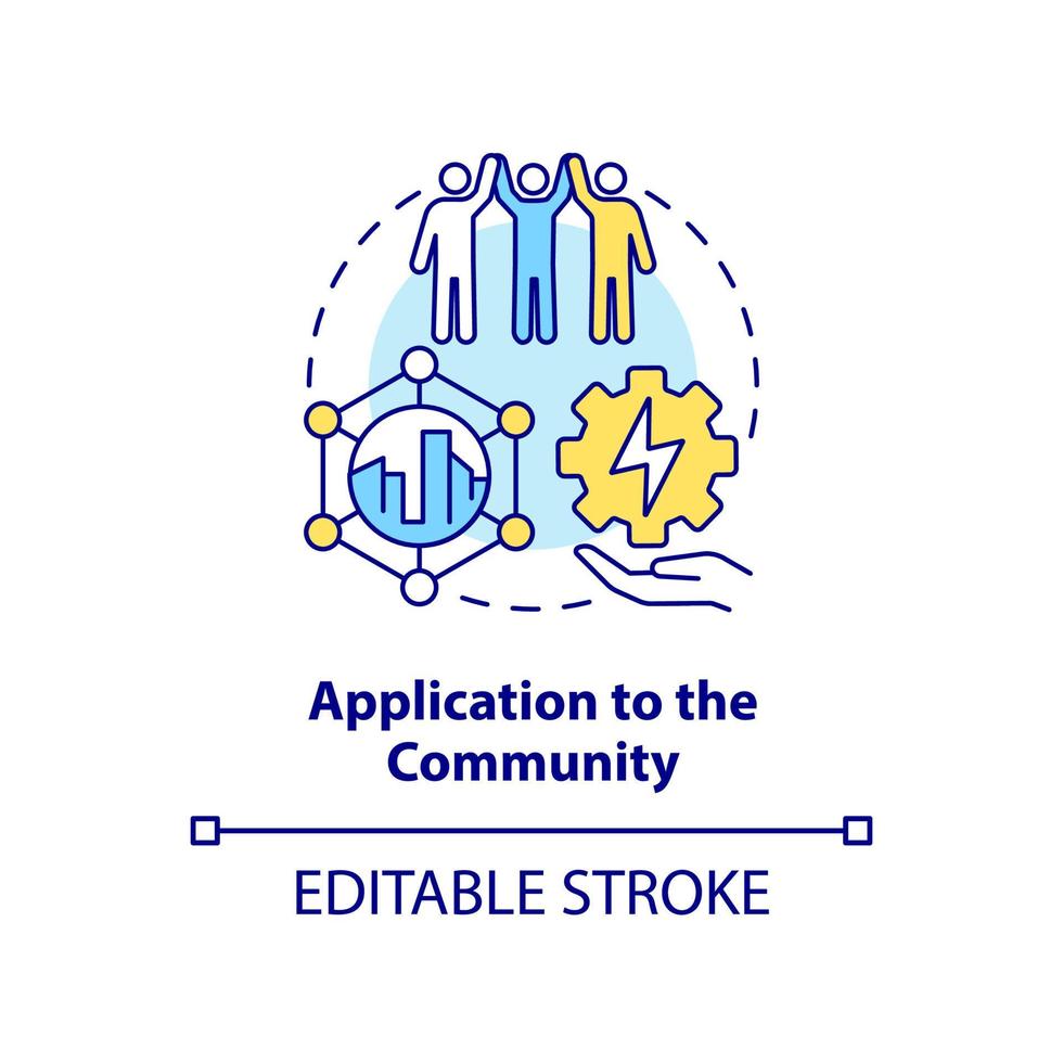 Application to community concept icon. Sustainable energy plan abstract idea thin line illustration. Utility services. Isolated outline drawing. Editable stroke. vector