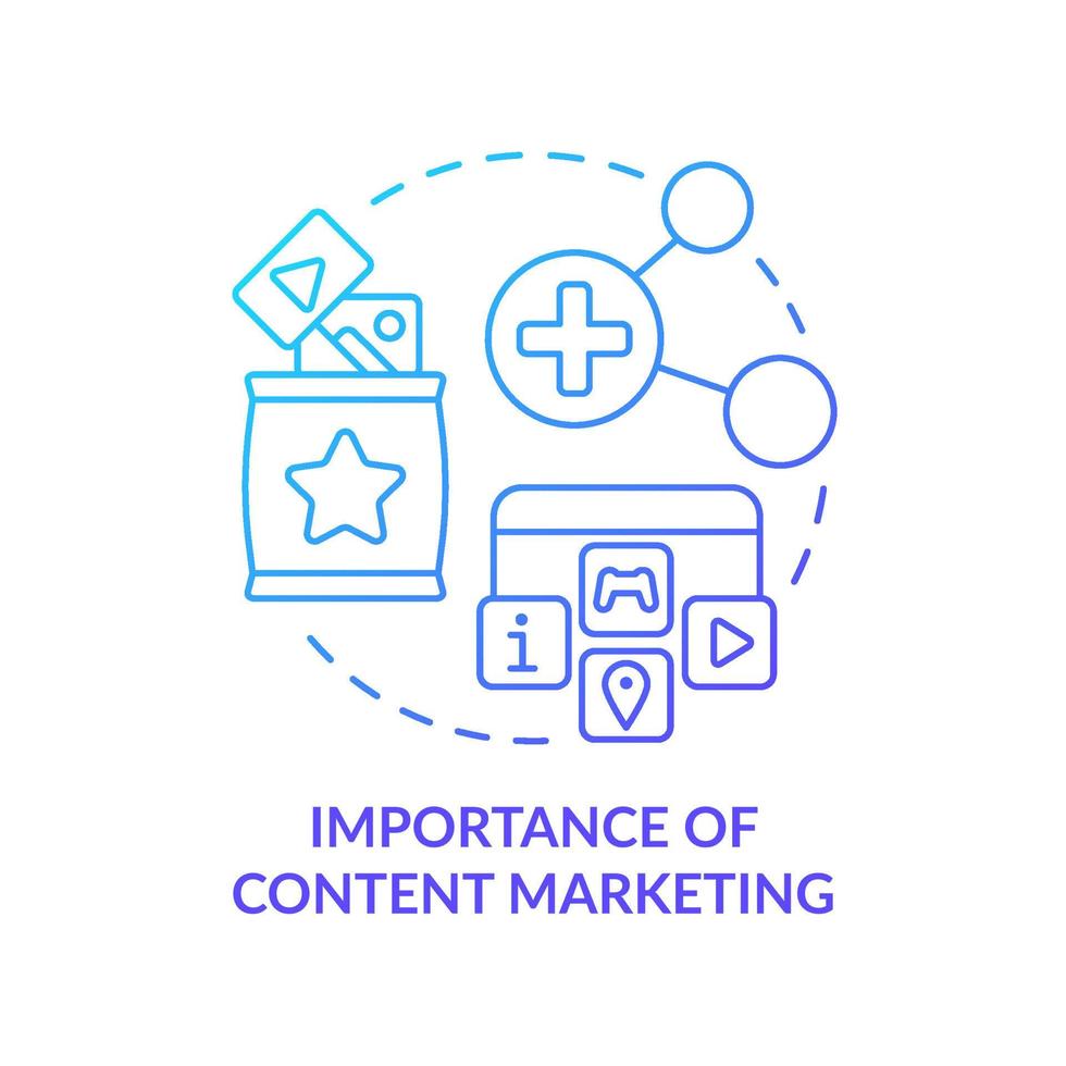 Importance of content marketing blue gradient concept icon. Online marketing. Customer behavior trend abstract idea thin line illustration. Isolated outline drawing. vector