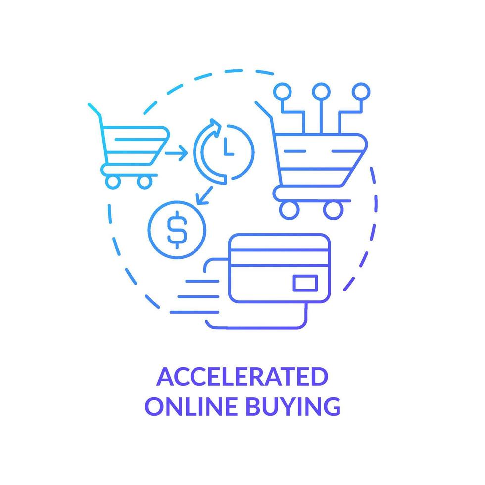 Accelerated online buying blue gradient concept icon. Internet shopping. Customer behavior trend abstract idea thin line illustration. Isolated outline drawing. vector