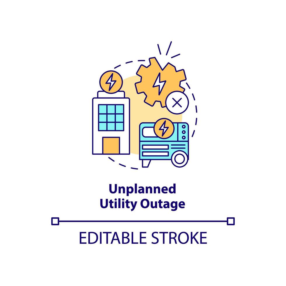 Unplanned utility outage concept icon. Energy management abstract idea thin line illustration. Power generation system. Isolated outline drawing. Editable stroke. vector