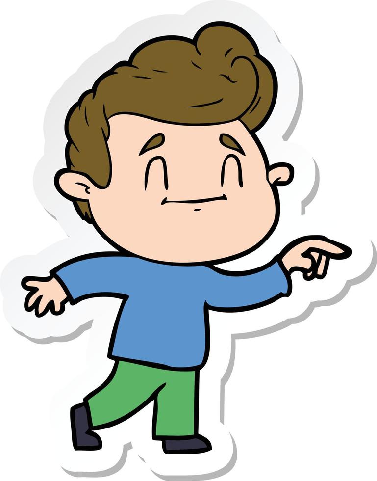sticker of a happy cartoon man vector