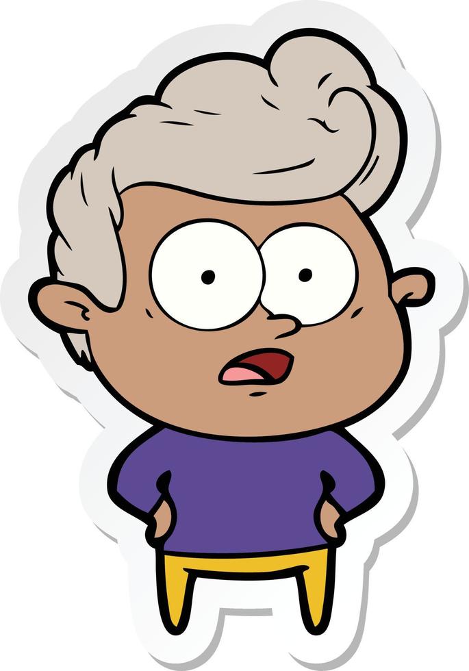 sticker of a cartoon staring man vector