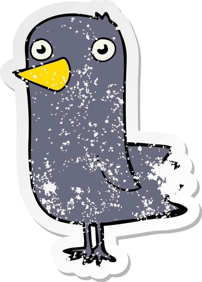 distressed sticker of a cartoon bird vector