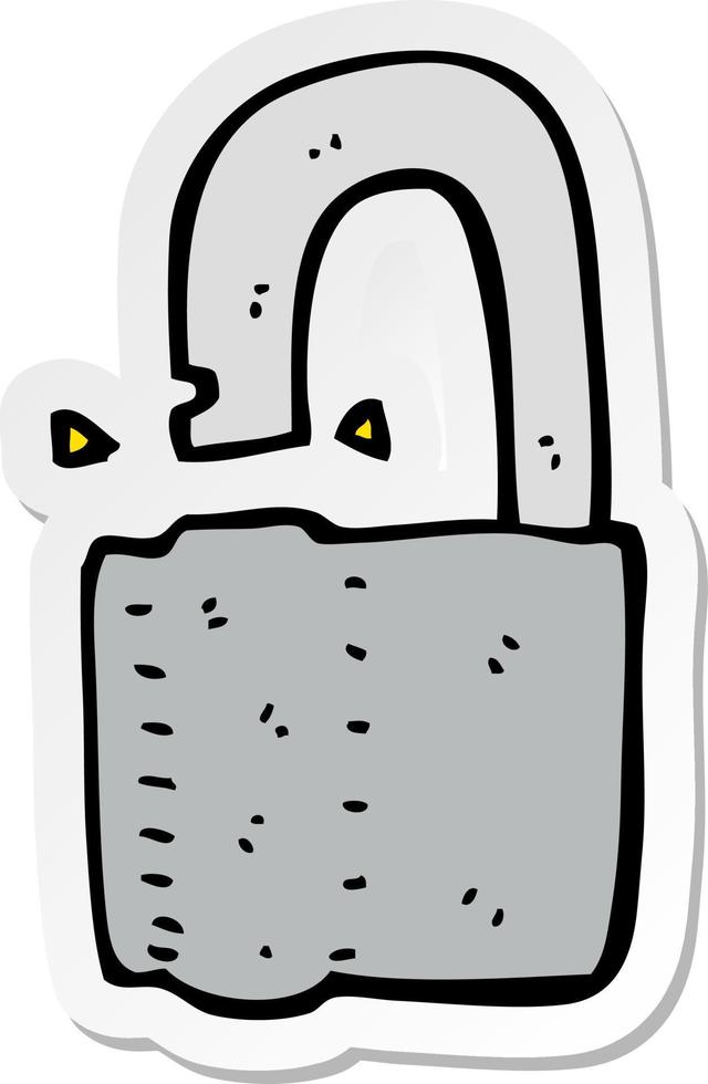 sticker of a cartoon padlock vector