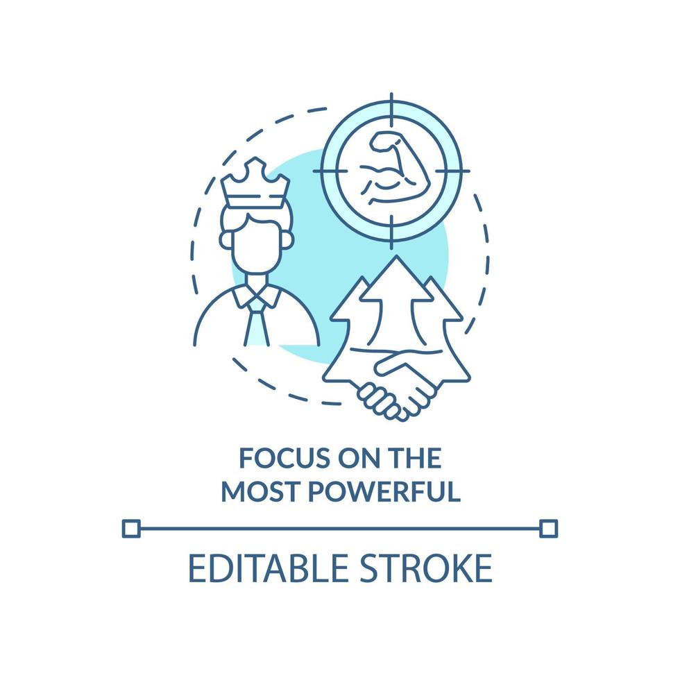 Focus on most powerful turquoise concept icon. Stakeholder engagement abstract idea thin line illustration. Isolated outline drawing. Editable stroke. vector