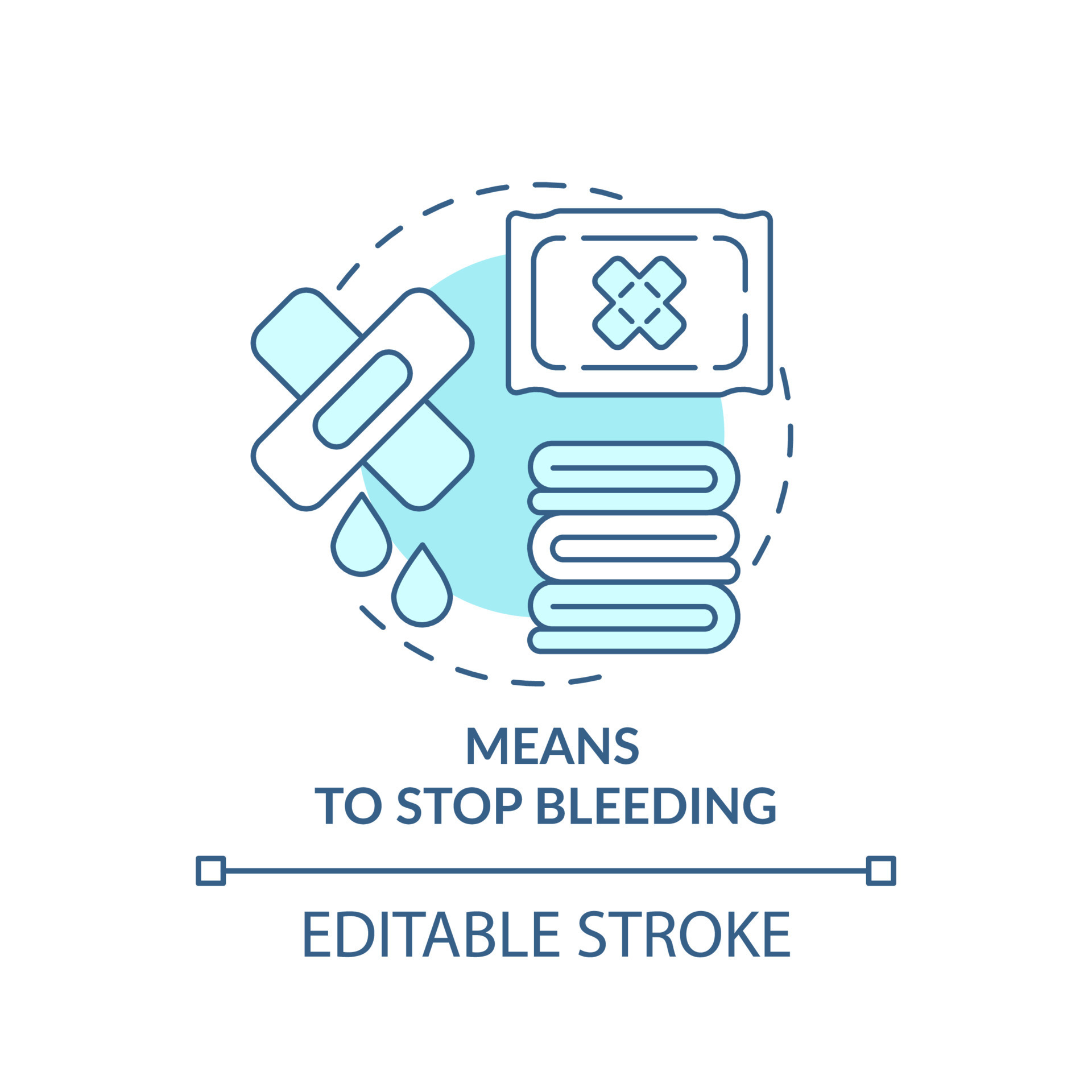 Means to stop bleeding turquoise concept icon. First aid kit. Action