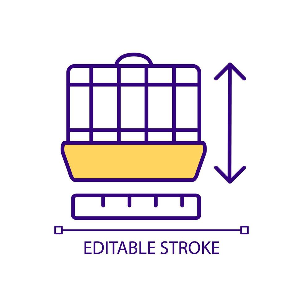 Choosing right cage size RGB color icon. Recommendation for rodent crate. Cage for birds and small animals. Isolated vector illustration. Simple filled line drawing. Editable stroke.