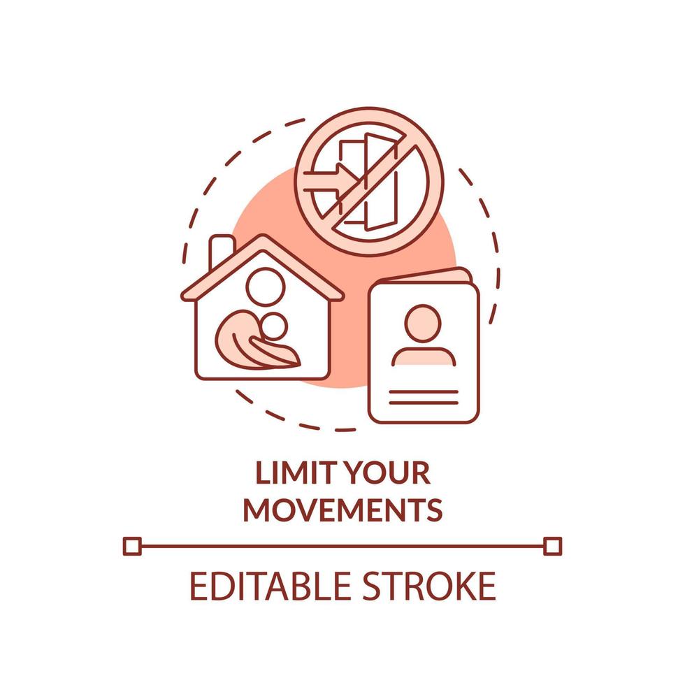 Limit your movements terracotta concept icon. Personal information. Action during war abstract idea thin line illustration. Isolated outline drawing. Editable stroke. vector