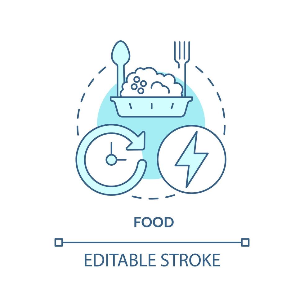 Food turquoise concept icon. Thing to store for surviving. Emergency go bag abstract idea thin line illustration. Isolated outline drawing. Editable stroke. vector