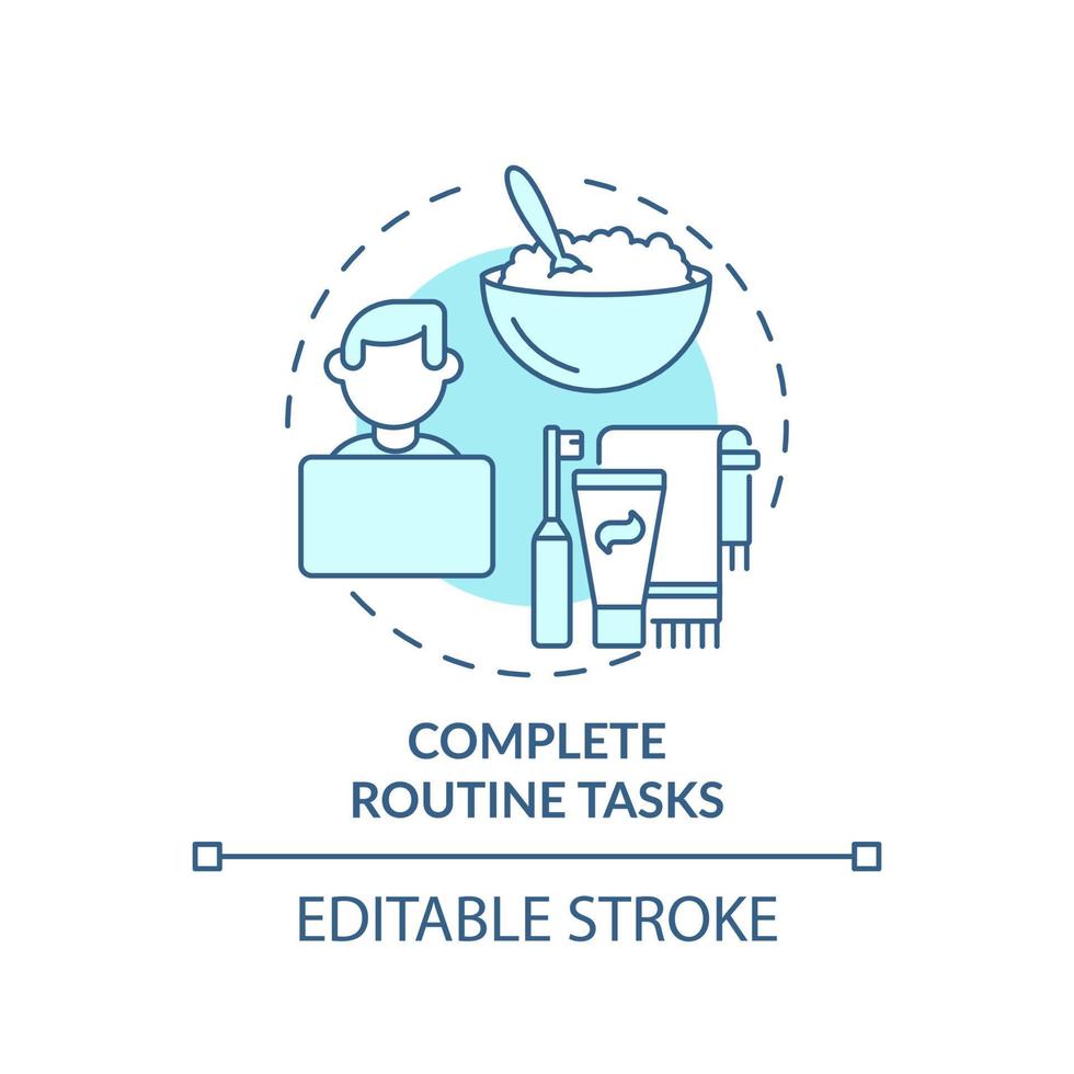 Complete routine tasks turquoise concept icon. How to deal with emotions during war abstract idea thin line illustration. Isolated outline drawing. Editable stroke. vector