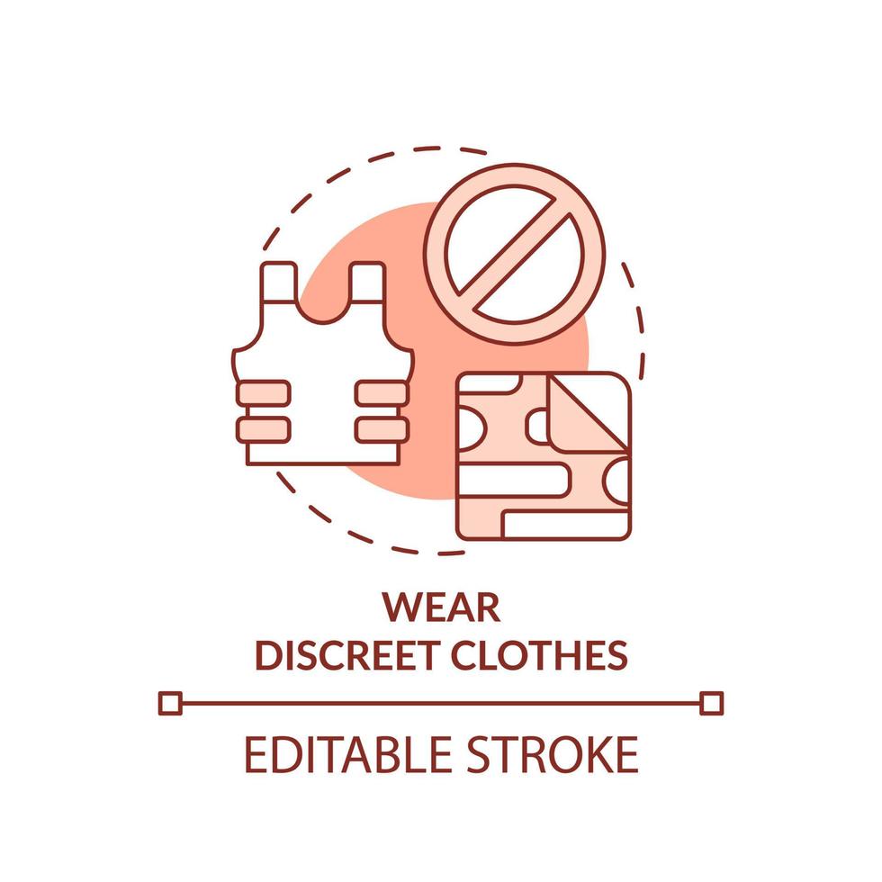 Wear discreet clothes terracotta concept icon. Avoid military symbols. Action at war abstract idea thin line illustration. Isolated outline drawing. Editable stroke. vector