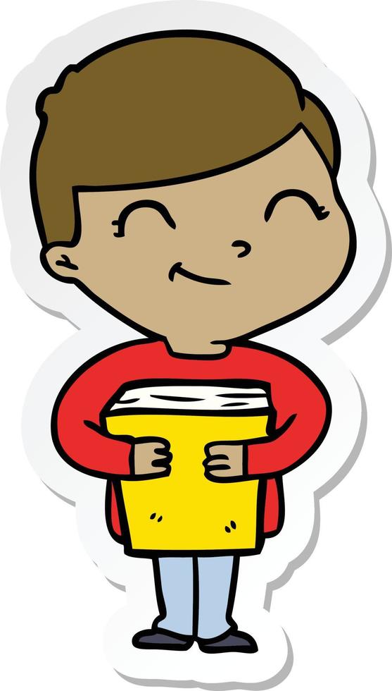 sticker of a cartoon boy smiling vector