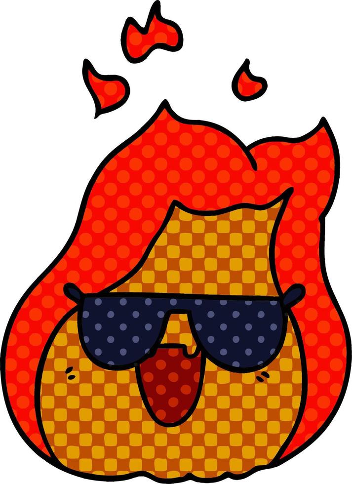 cartoon kawaii flames in shades vector