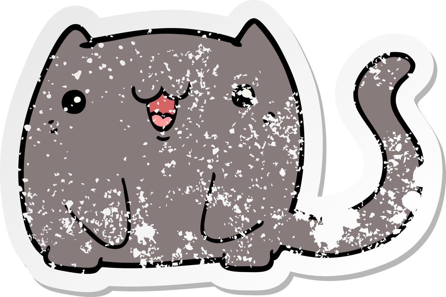 distressed sticker of a cartoon cat vector