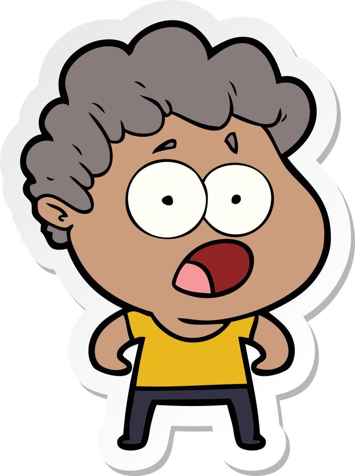 sticker of a cartoon man gasping in surprise vector