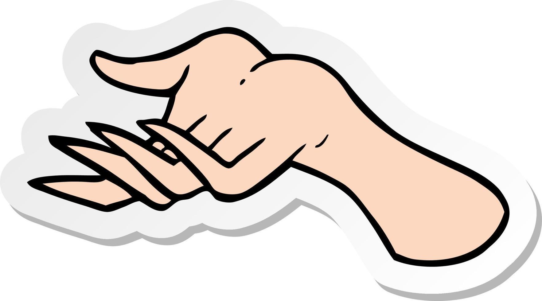 sticker of a cartoon hand vector
