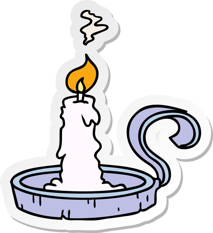 sticker cartoon doodle of a candle holder and lit candle vector