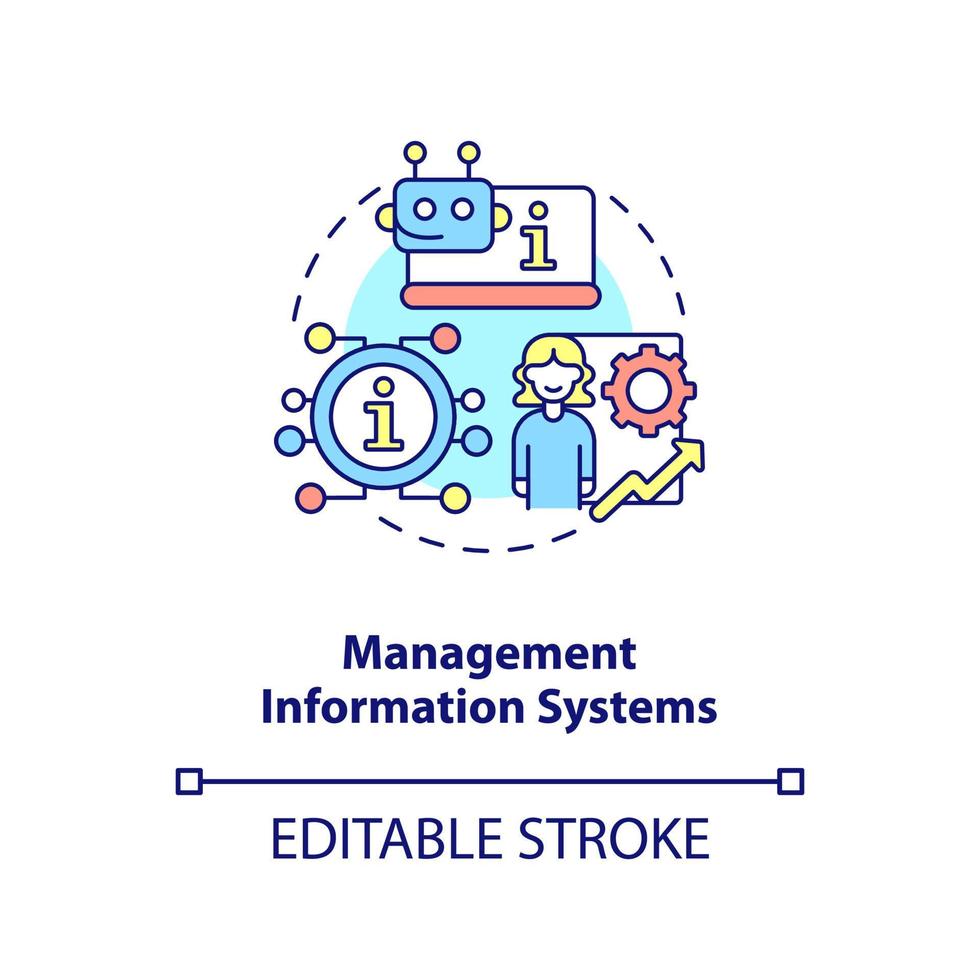 Management information systems concept icon. Business performance improvement abstract idea thin line illustration. Isolated outline drawing. Editable stroke. vector