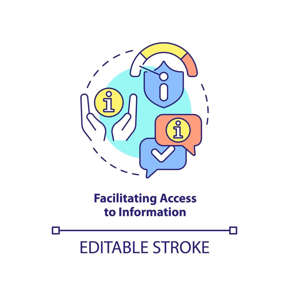 Facilitating access to information concept icon. Responsibility of information sector abstract idea thin line illustration. Isolated outline drawing. Editable stroke. vector