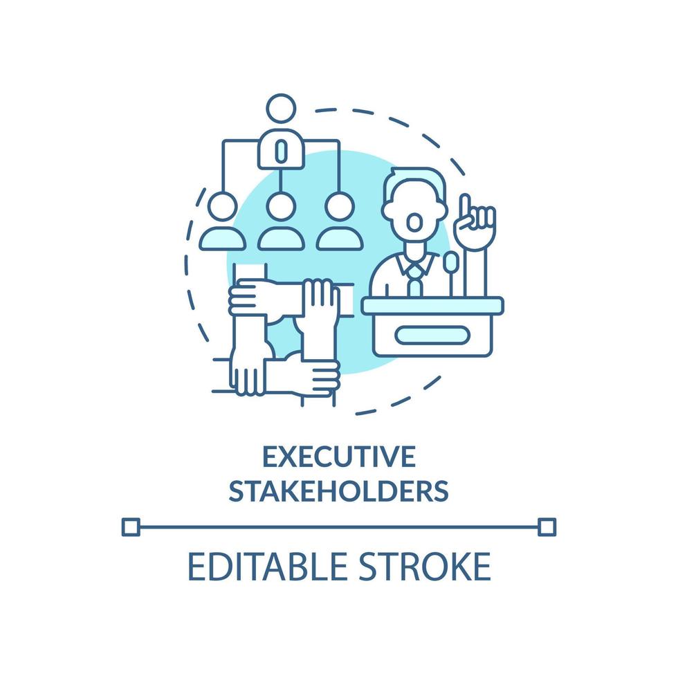 Executive stakeholders turquoise concept icon. Project control. Type of stakeholder abstract idea thin line illustration. Isolated outline drawing. Editable stroke. vector