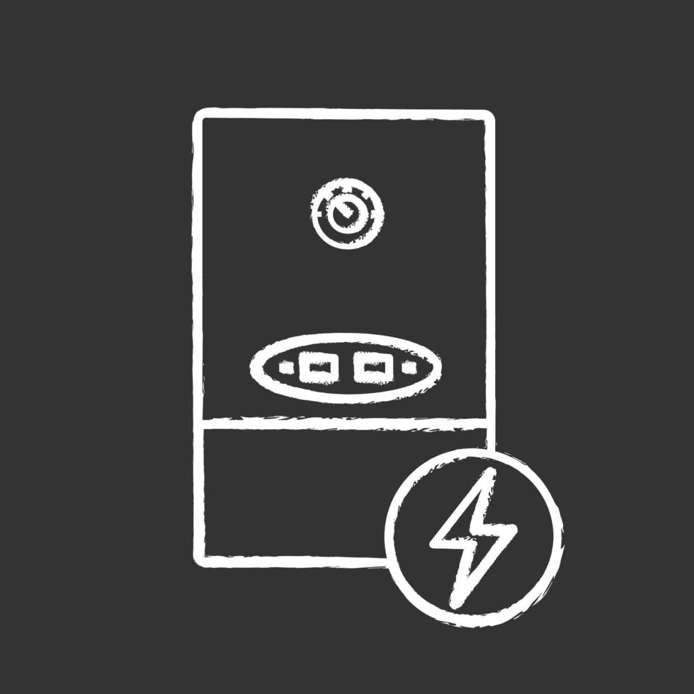 icono de tiza de caldera de calefacción eléctrica. Calefactor central de la casa. sistema de calefacción. ilustración de pizarra de vector aislado