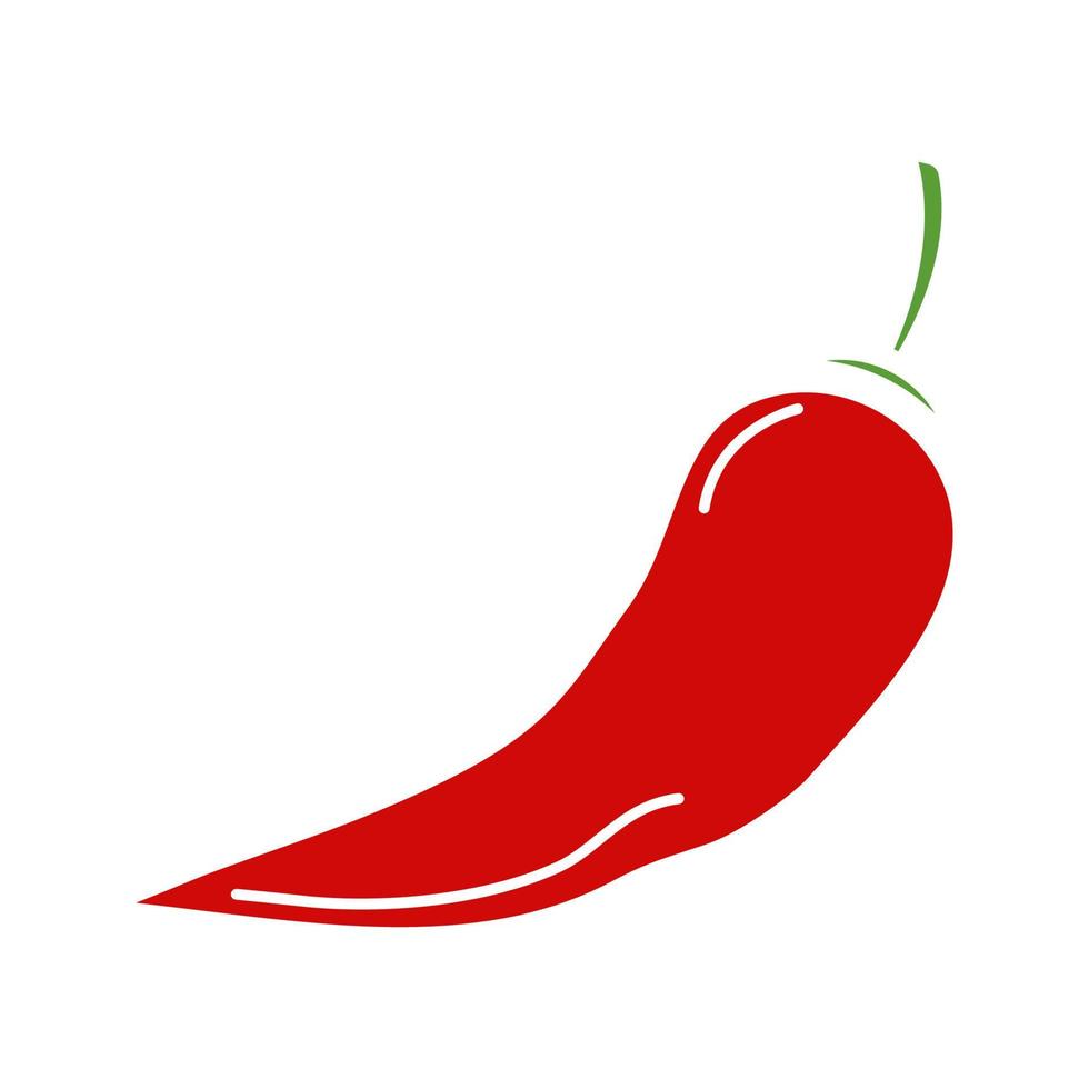 Hot chili pepper glyph color icon. Cayenne pepper. Silhouette symbol on white background with no outline. Negative space. Vector illustration