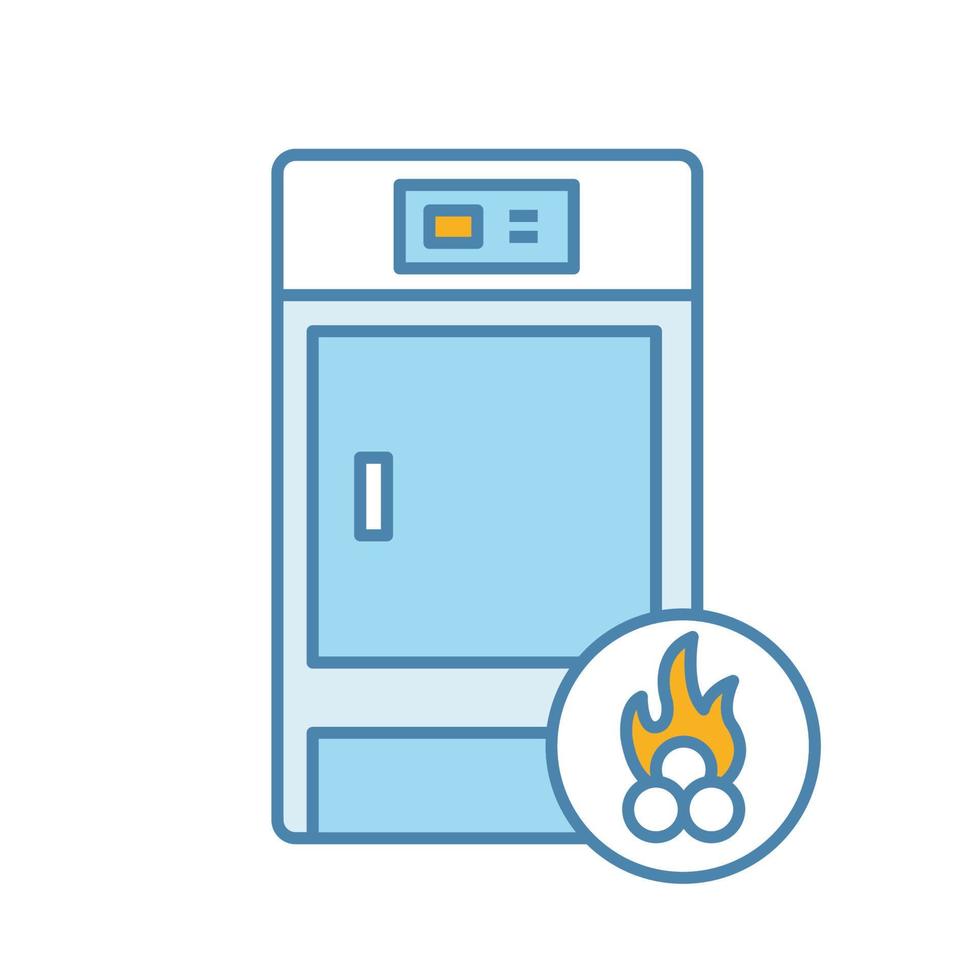 Solid fuel boiler color icon. House central heater. Firewood boiler. Heating system. Isolated vector illustration