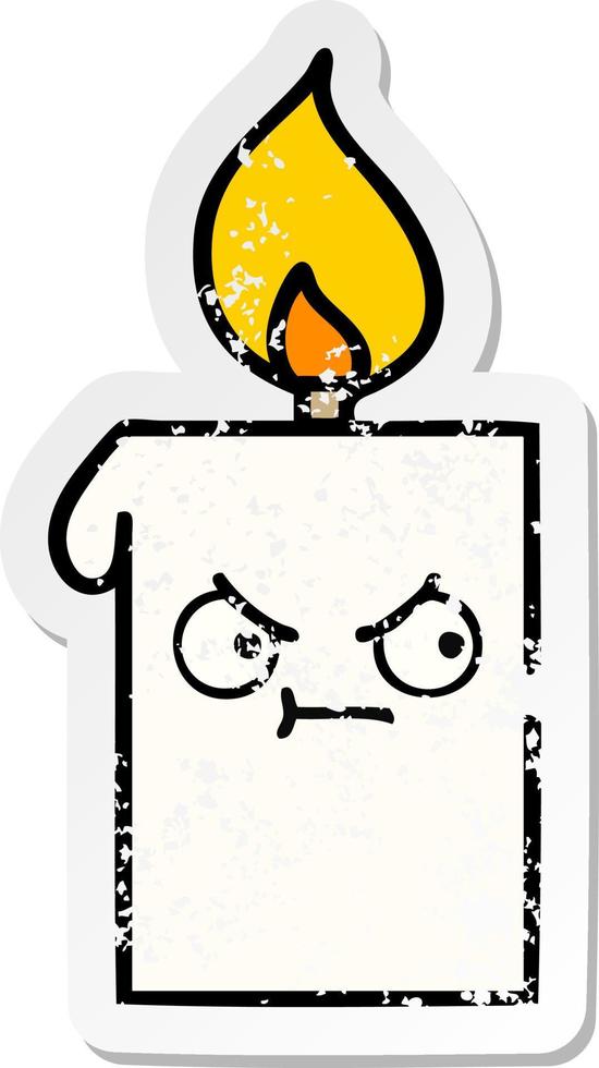 distressed sticker of a cute cartoon lit candle vector