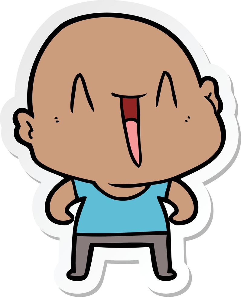 sticker of a happy cartoon bald man vector