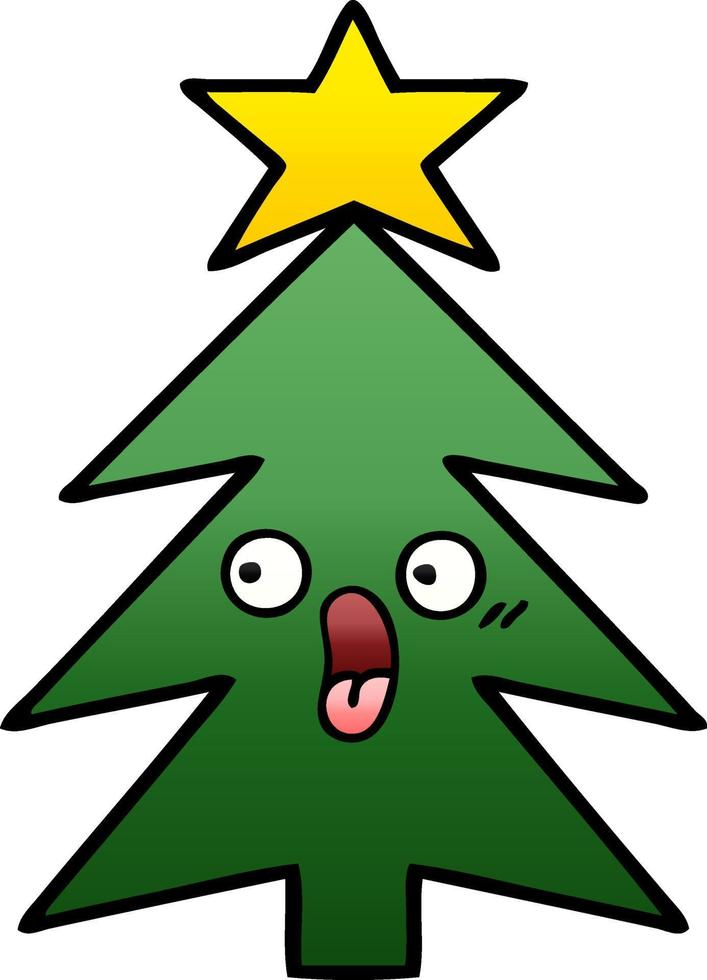 árbol de navidad de dibujos animados sombreado degradado vector